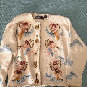 Cream Angel Embroidered Women's cardigan